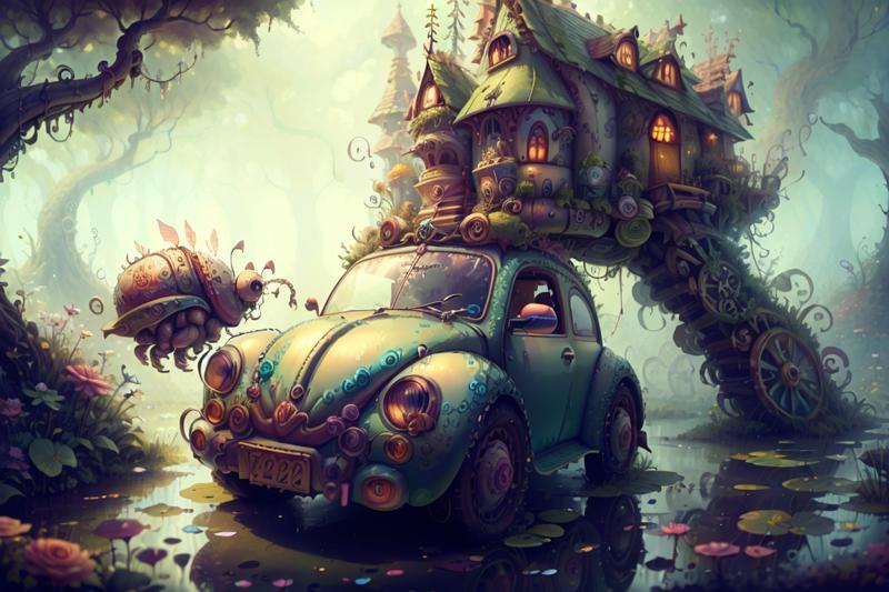 00126-2085658331_review_revAnimated_v121fairytaleai a detailed, high quality, masterpiece of a volkswagon beetle with a big mouth, many legs and many tentacles floating.png